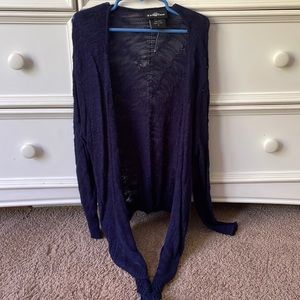 blue cardigan
